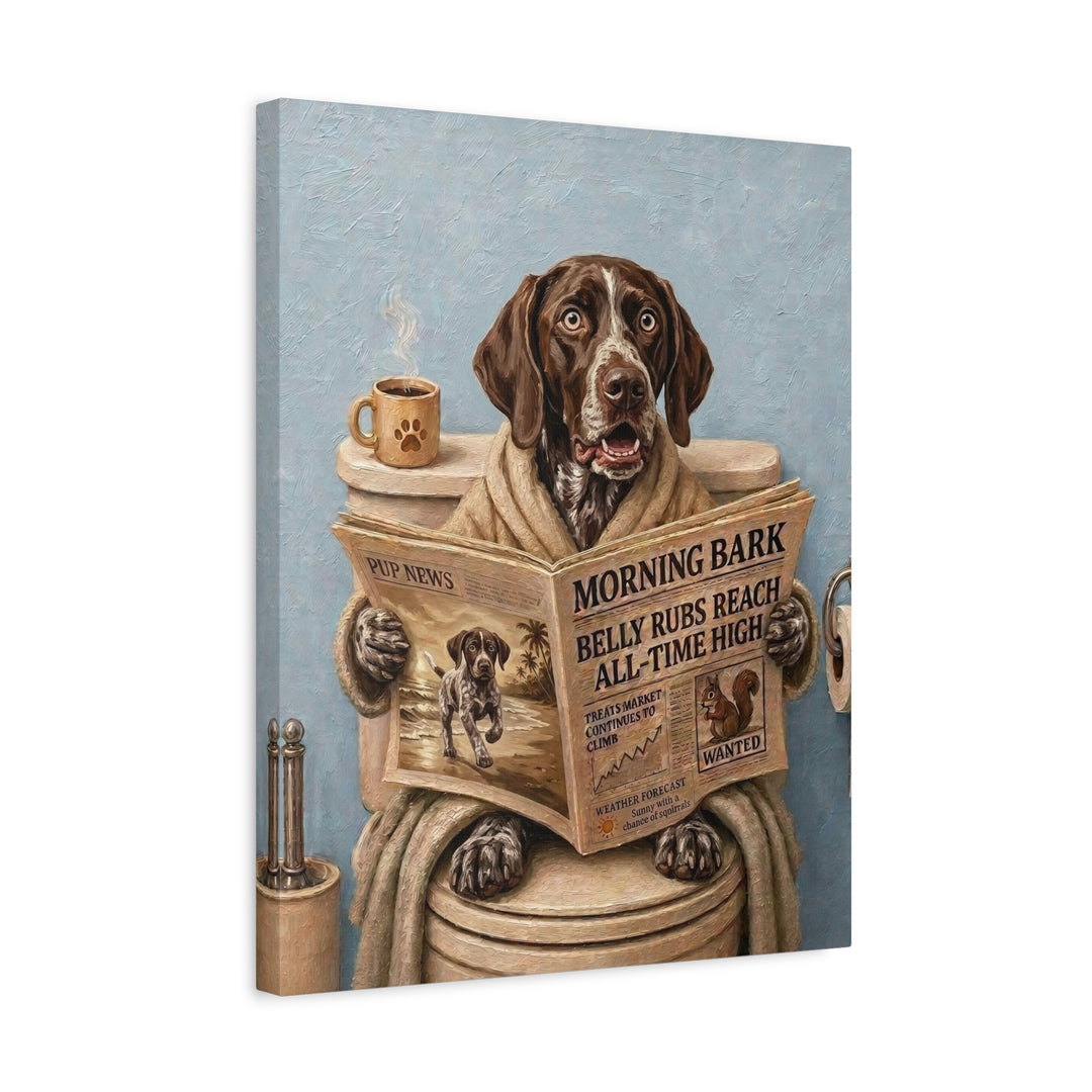"Morning Business" - German Shorthaired Pointer Vertical Canvas - Dog Lover Wall Art