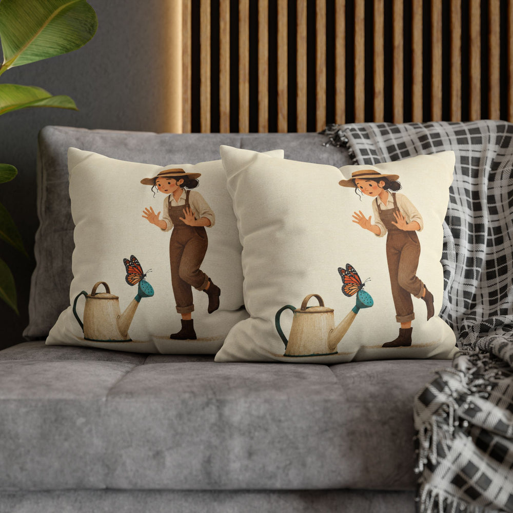 The Landing – Butterfly Art with a Monarch on a Watering Spout – Pillow / Cover