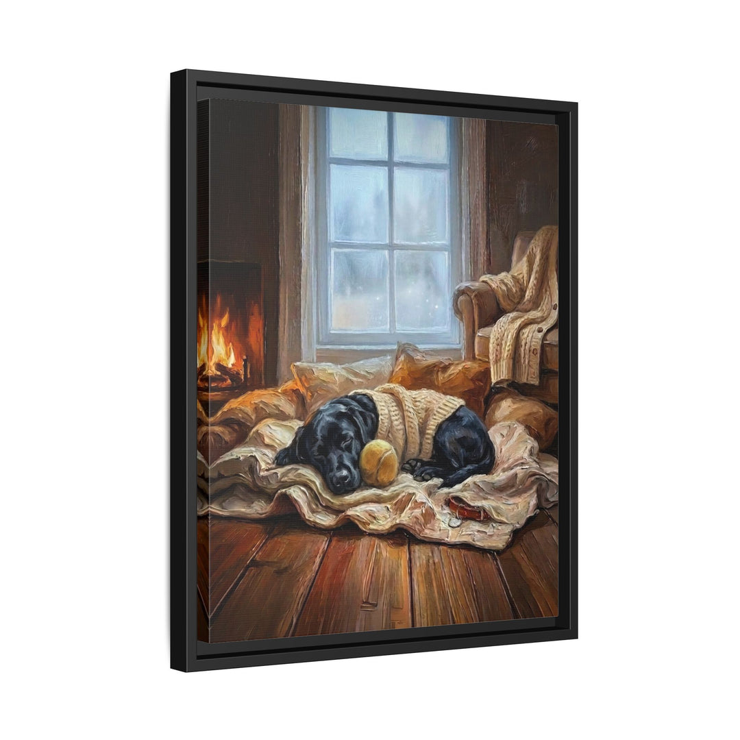"Calm Memories" - Labrador Vertical Framed Canvas - Dog Lover Wall Art
