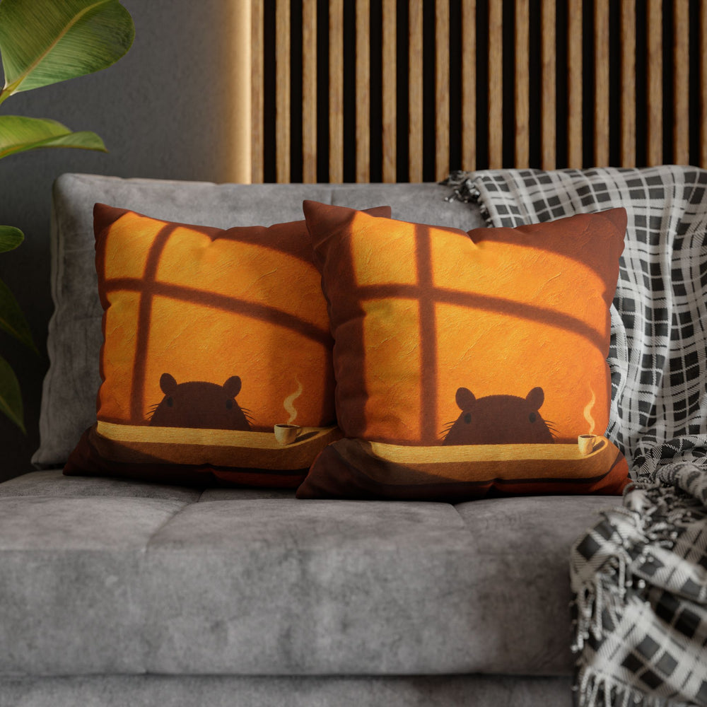 Second Sunrise – Capybara Wall Art with an Amber Wall and Warm Shadows – Pillow / Cover