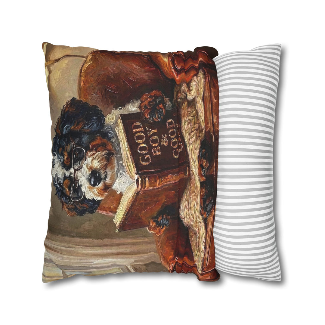 "Evening Read" - Bichon Frise Throw Pillow - Dog Lover Home Decor