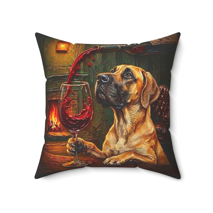 "Wine & Woof" - Great Dane Throw Pillow - Dog Lover Home Decor