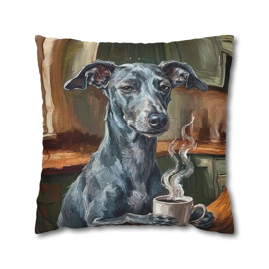 "Before Coffee" - Italian Greyhound Throw Pillow - Dog Lover Home Decor