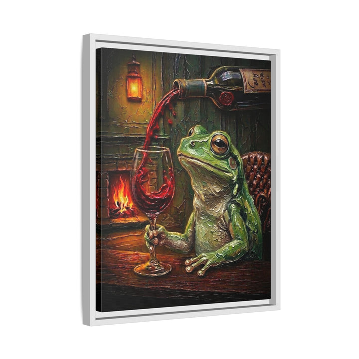 "Wine & Spirit" - Frog Vertical Framed Canvas - Spirit Animal Wall Art
