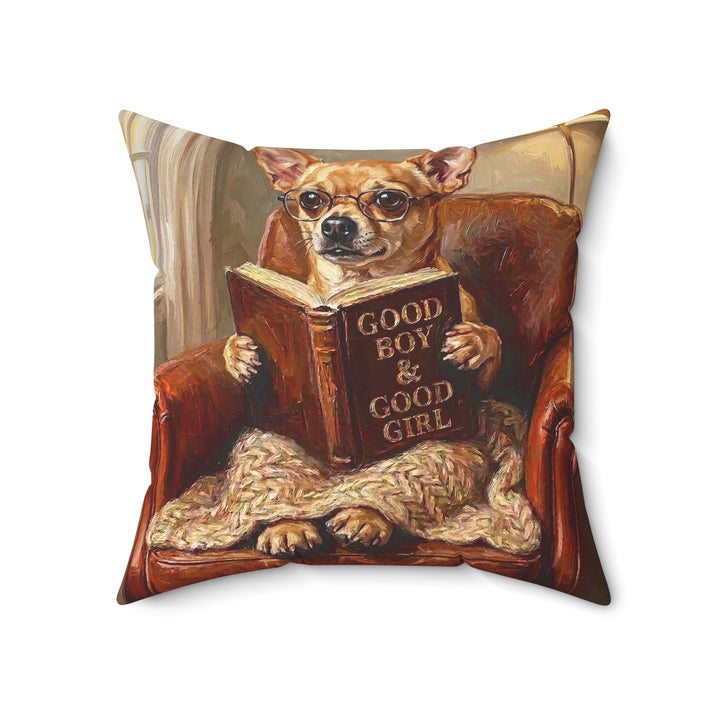 "Evening Read" - Chihuahua Throw Pillow - Dog Lover Home Decor