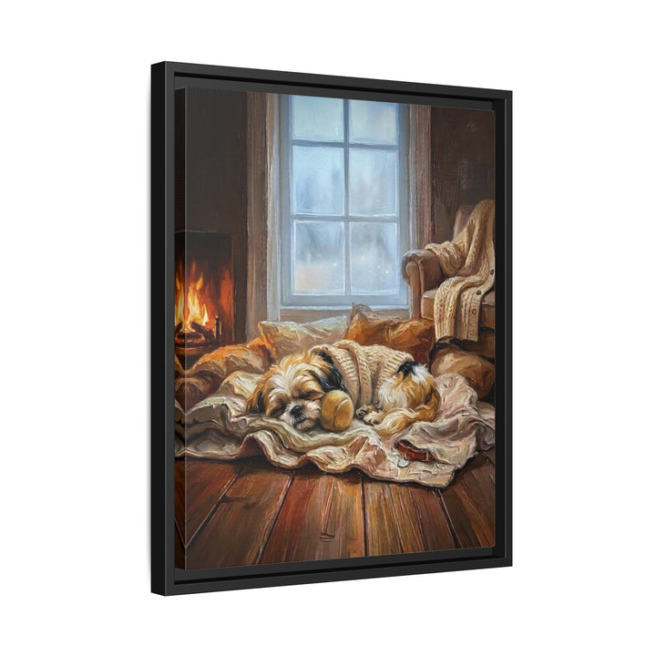 "Calm Memories" - Shih Tzu Vertical Framed Canvas - Dog Lover Wall Art