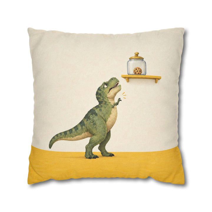 The Last Cookie – Dinosaur Art with Short Arms and a Distant Jar – Pillow / Cover