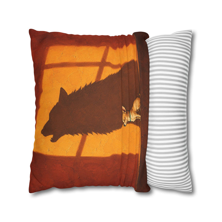 The Inner Wolf – Dog Wall Art with a Tiny Sitter and a Towering Shape – Pillow / Cover