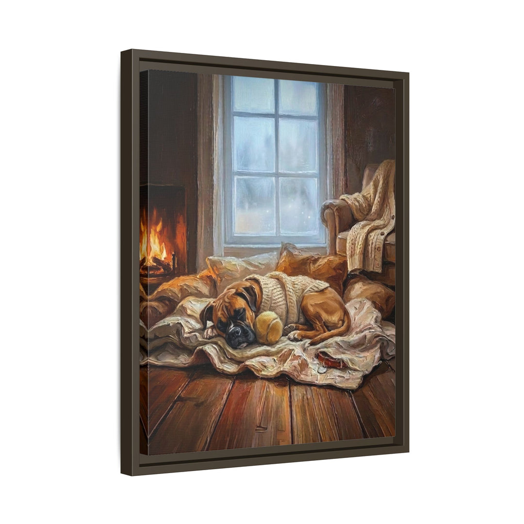 "Calm Memories" - Boxer Vertical Framed Canvas - Dog Lover Wall Art