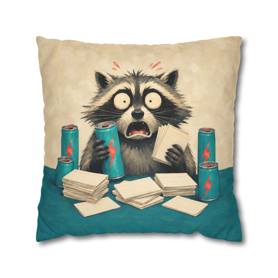 The All-Nighter – Dorm Room Decor with Energy Drinks and Flashcards – Pillow / Cover