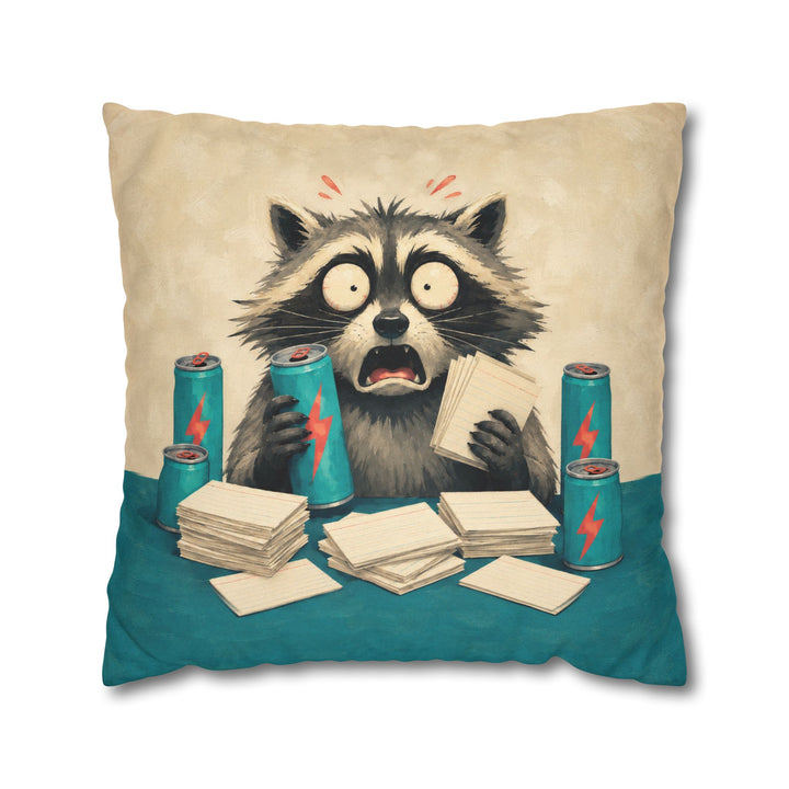 The All-Nighter – Dorm Room Decor with Energy Drinks and Flashcards – Pillow / Cover