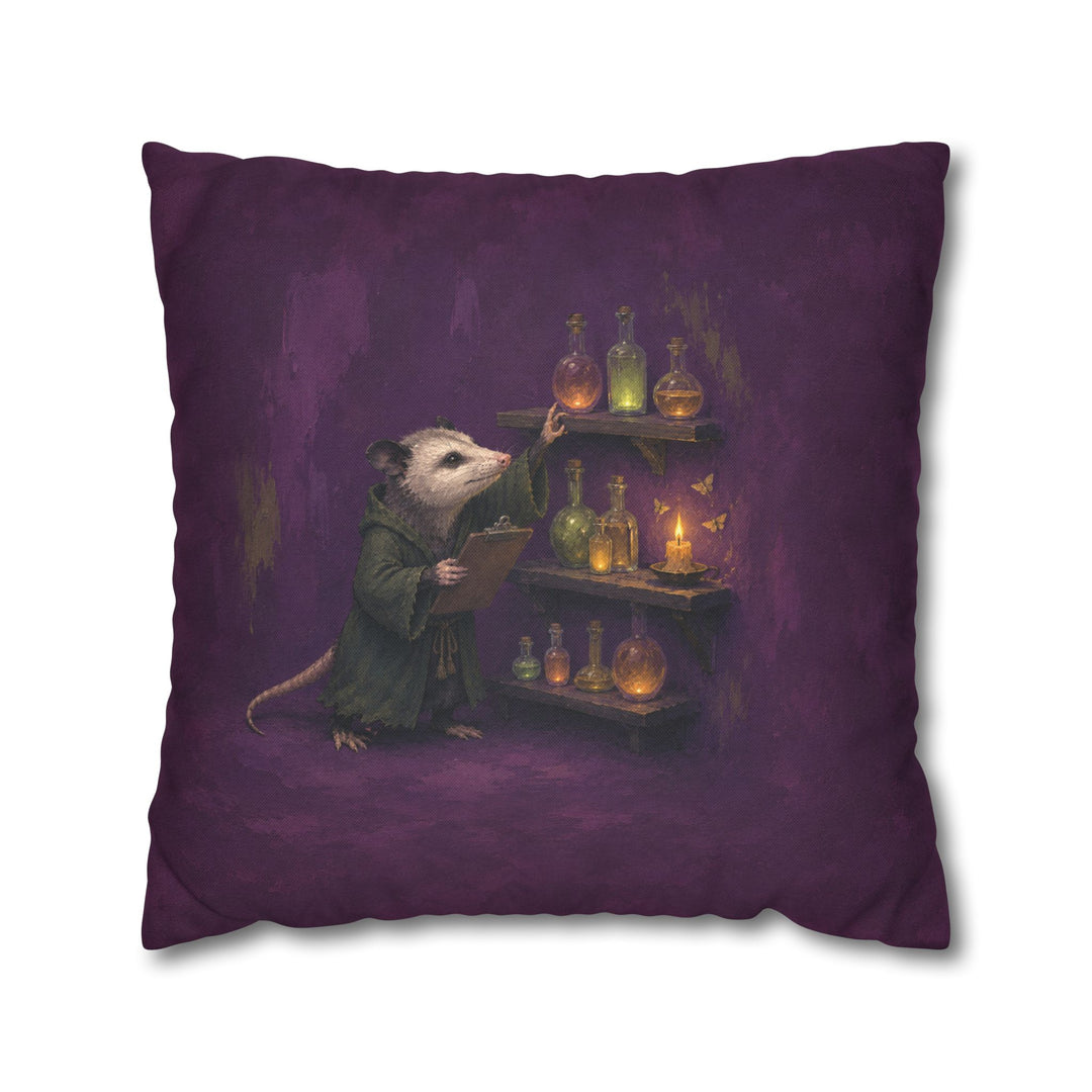 Potion Inventory, 3AM – Witchy Shelf Decor with an Opossum Counting Jars – Pillow / Cover