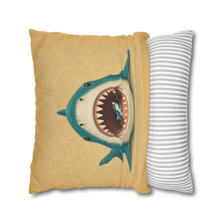 Shark Dentist – Funny Bathroom Art with a Cleaner Fish Checkup – Pillow / Cover