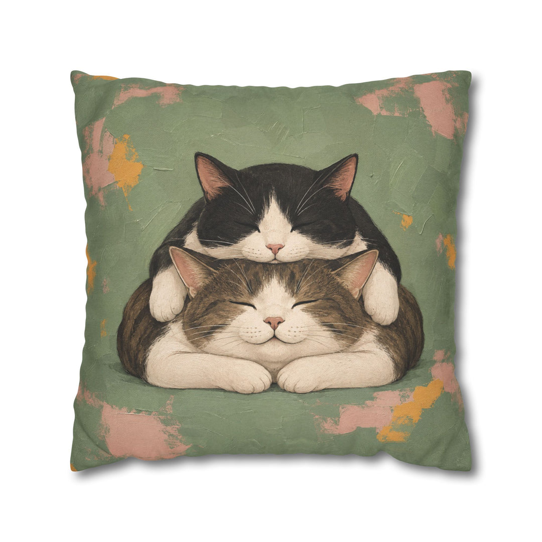 Nap Stack – Cat Wall Art with Two Cats and One Mattress – Pillow / Cover