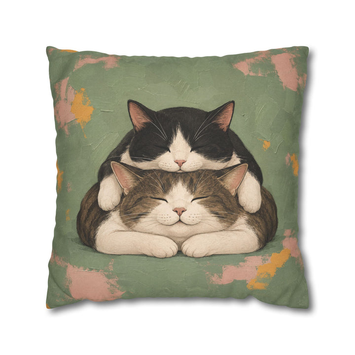 Nap Stack – Cat Wall Art with Two Cats and One Mattress – Pillow / Cover