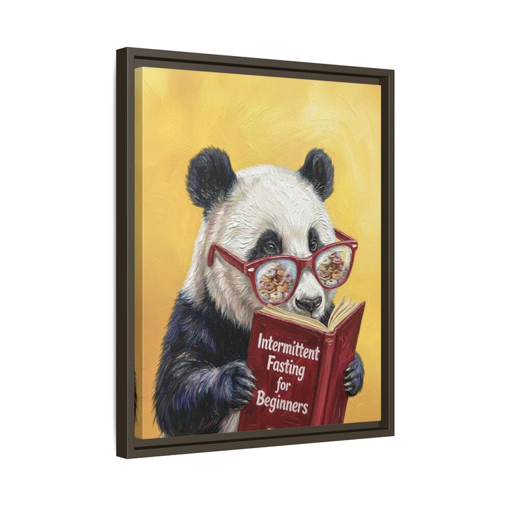 "Intermittent Fasting for Beginners" - Panda Vertical Framed Canvas - Animal Book Humor Wall Art