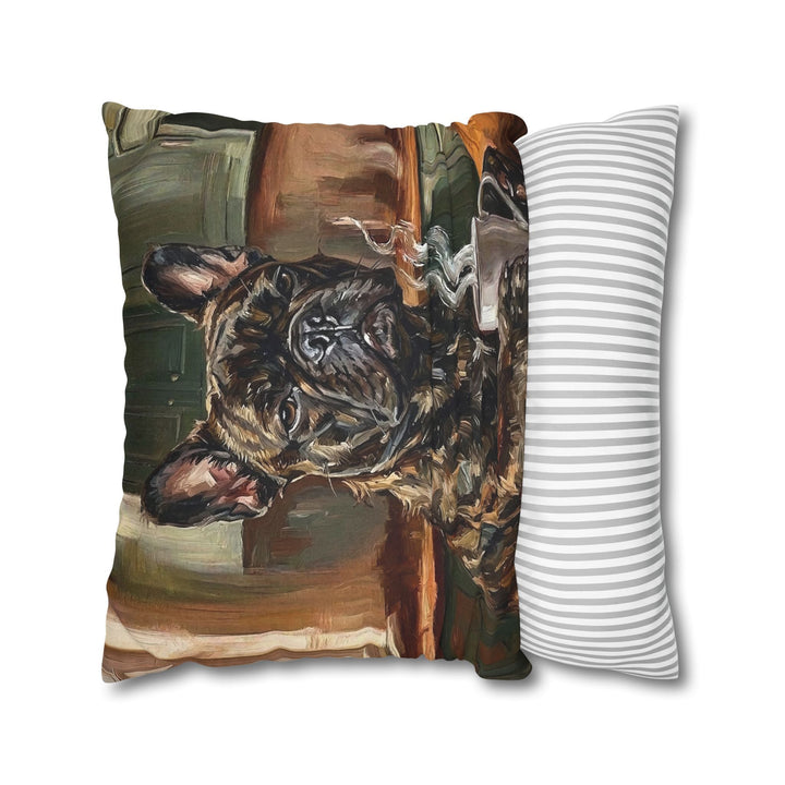 "Before Coffee" - French Bulldog Throw Pillow - Dog Lover Home Decor