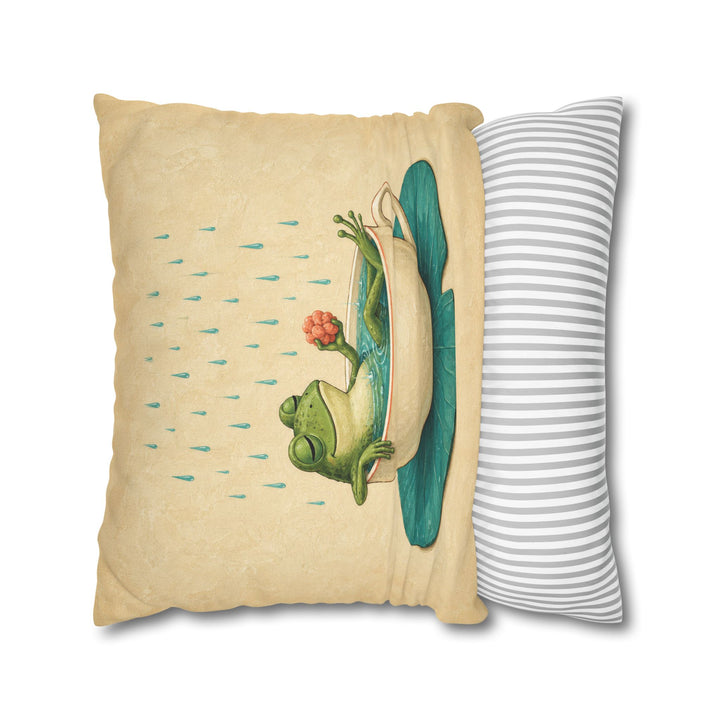 Lily Pad Bath – Frog Bathroom Art with a Teacup Sized Soak – Pillow / Cover