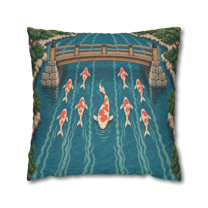 Koi Commute – Japanese Wall Art with Fish in Rush Hour Lanes – Pillow / Cover