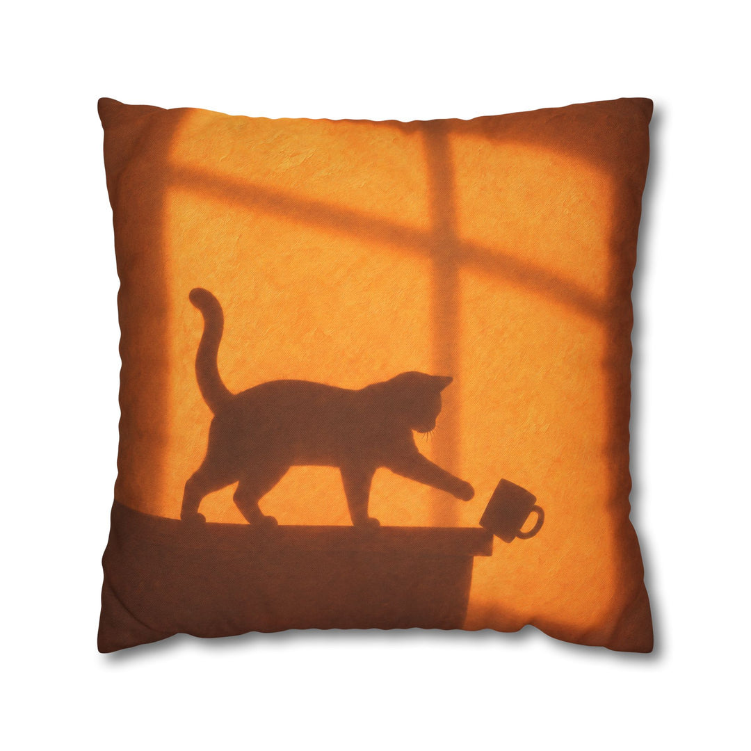 Caught in the Act – Cat Wall Art with an Amber Wall and Cross Light – Pillow / Cover