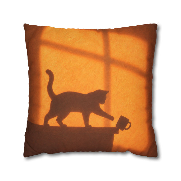 Caught in the Act – Cat Wall Art with an Amber Wall and Cross Light – Pillow / Cover