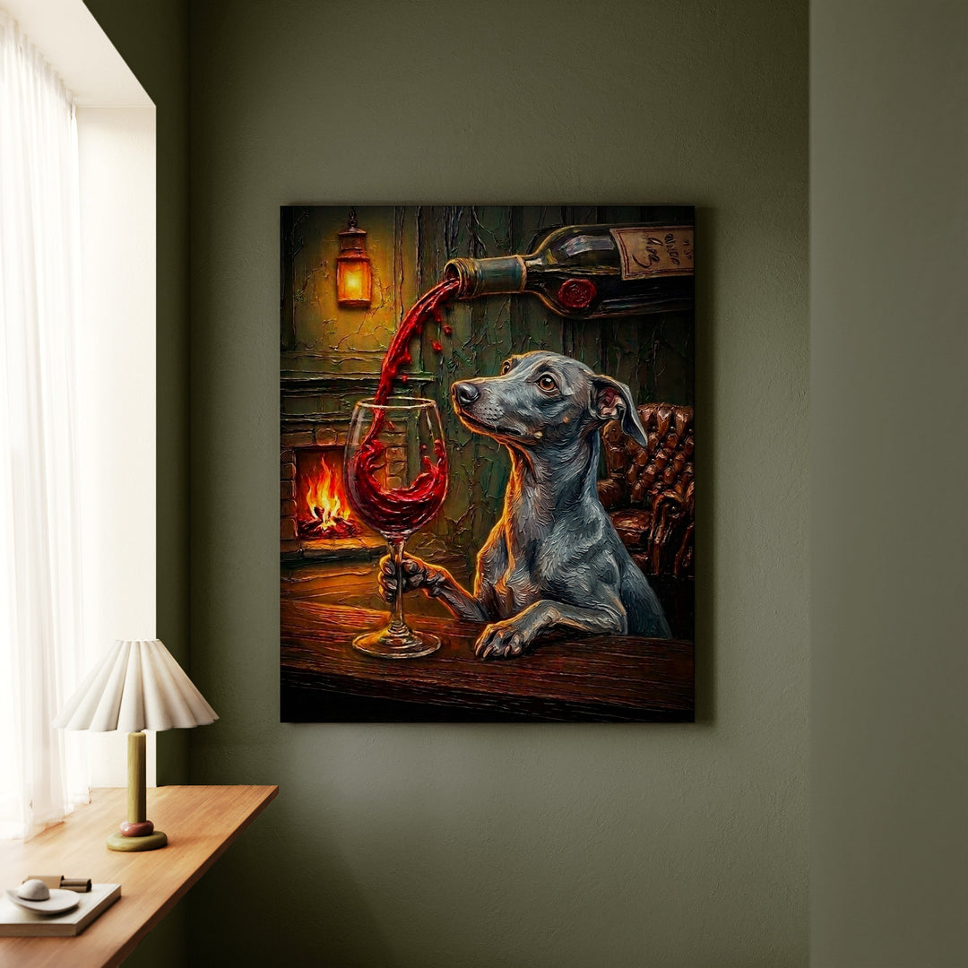Italian Greyhound Wine & Woof Canvas