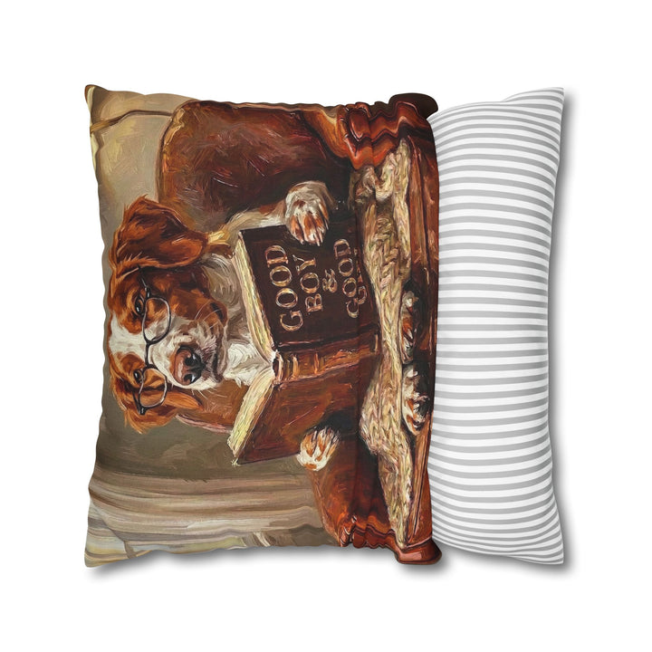 "Evening Read" - Brittany Spaniel Pillow Cover - Dog Lover Home Decor
