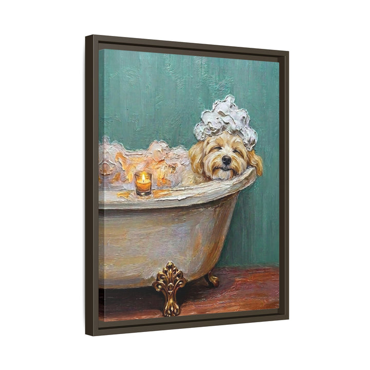 "Spa Day" - Havanese Vertical Framed Canvas - Dog Lover Wall Art