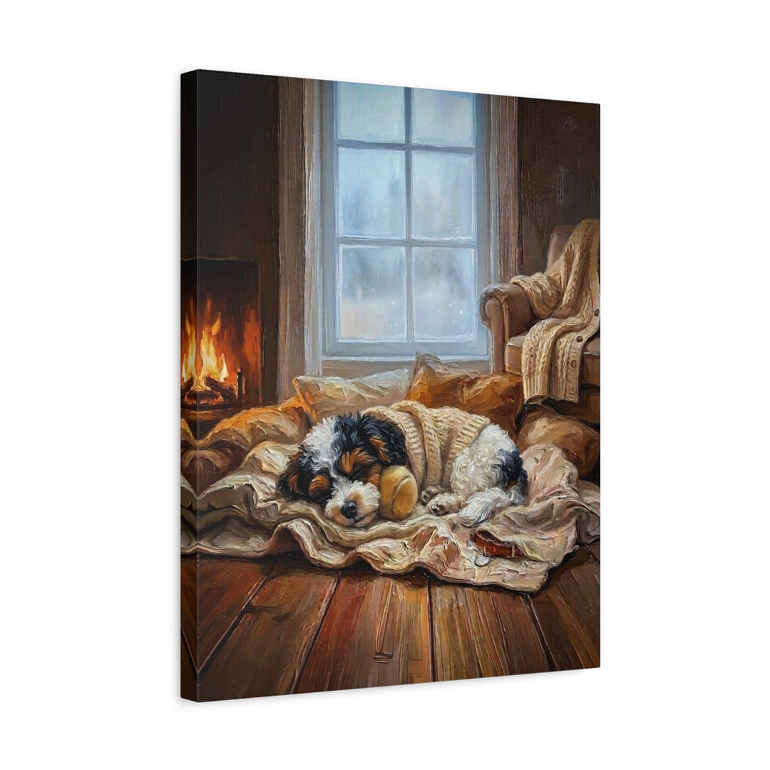 "Calm Memories" - Bichon Frise Vertical Canvas - Dog Lover Wall Art