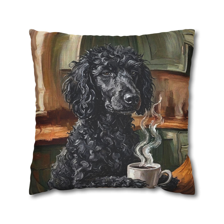 "Before Coffee" - Poodle Throw Pillow - Dog Lover Home Decor