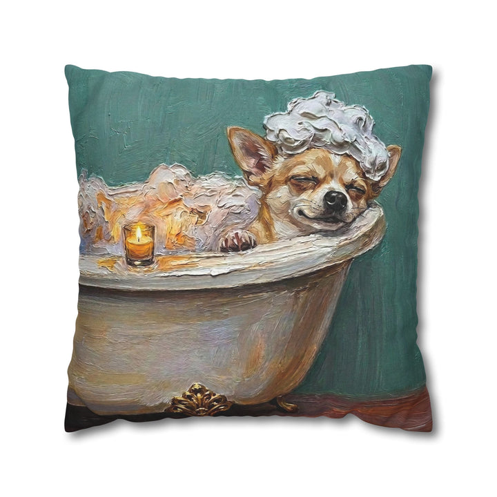 "Spa Day" - Chihuahua Throw Pillow - Dog Lover Home Decor