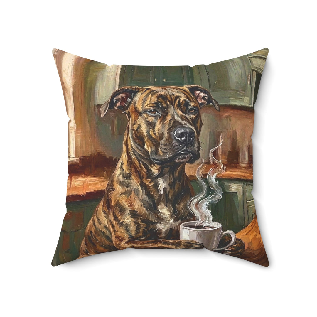 "Before Coffee" - Pit Bull Throw Pillow - Dog Lover Home Decor
