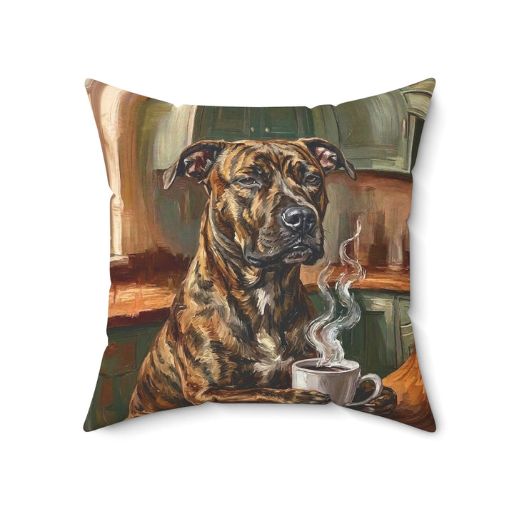"Before Coffee" - Pit Bull Throw Pillow - Dog Lover Home Decor