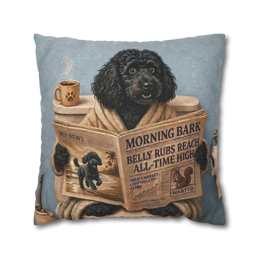 "Morning Business" - Poodle Pillow Cover - Dog Lover Home Decor
