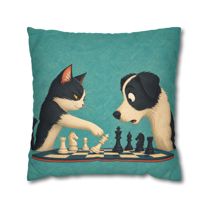 Checkmate – Quirky Wall Art with a Chessboard and a Tipped King – Pillow / Cover