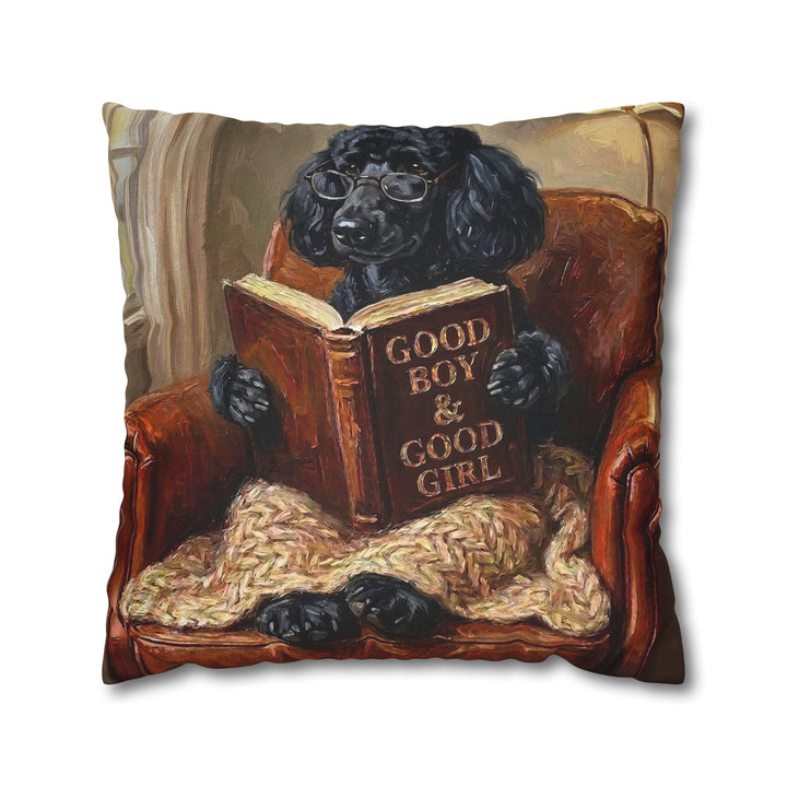 "Evening Read" - Poodle Throw Pillow - Dog Lover Home Decor