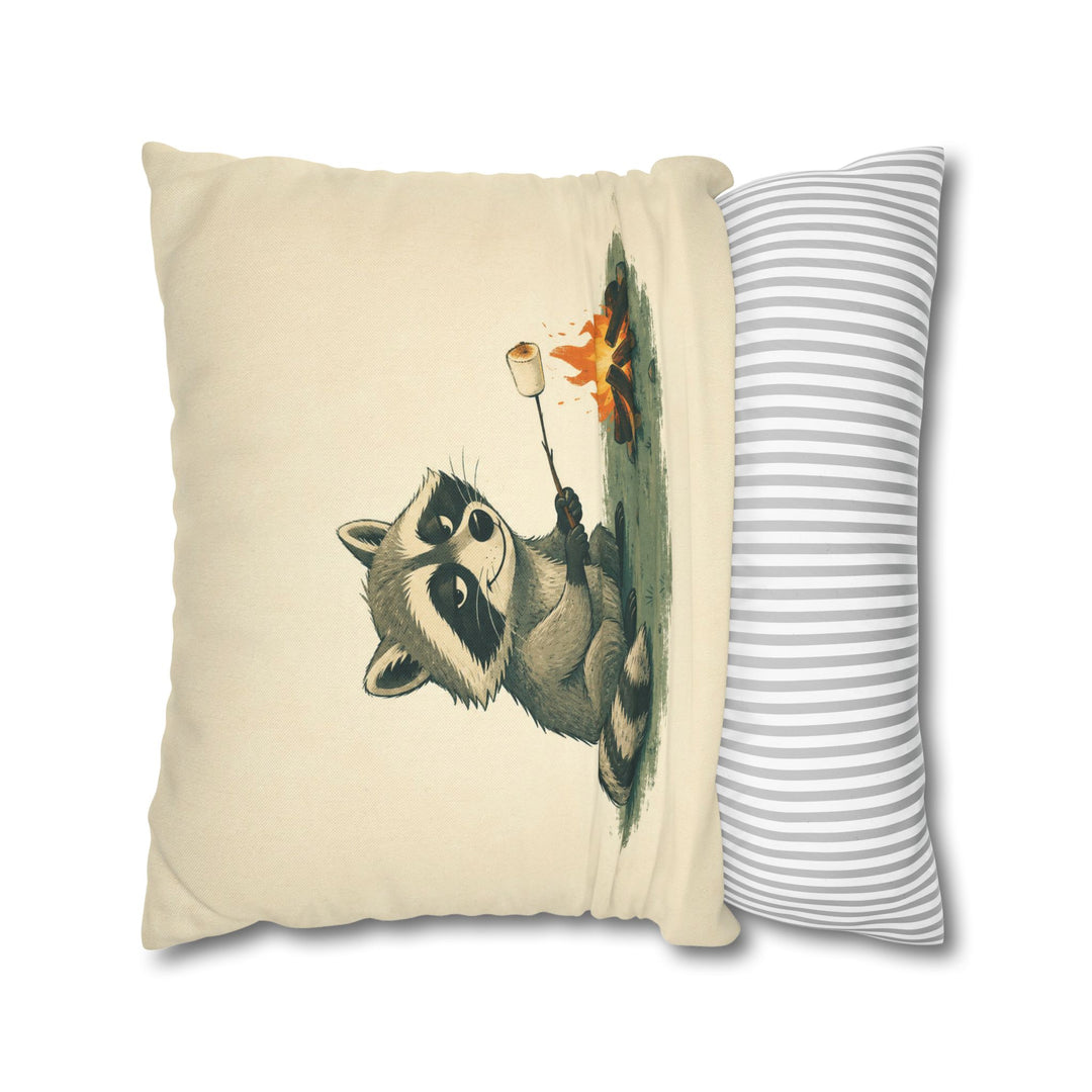 S'more Patrol – Raccoon Wall Art with a Borrowed Marshmallow – Pillow / Cover