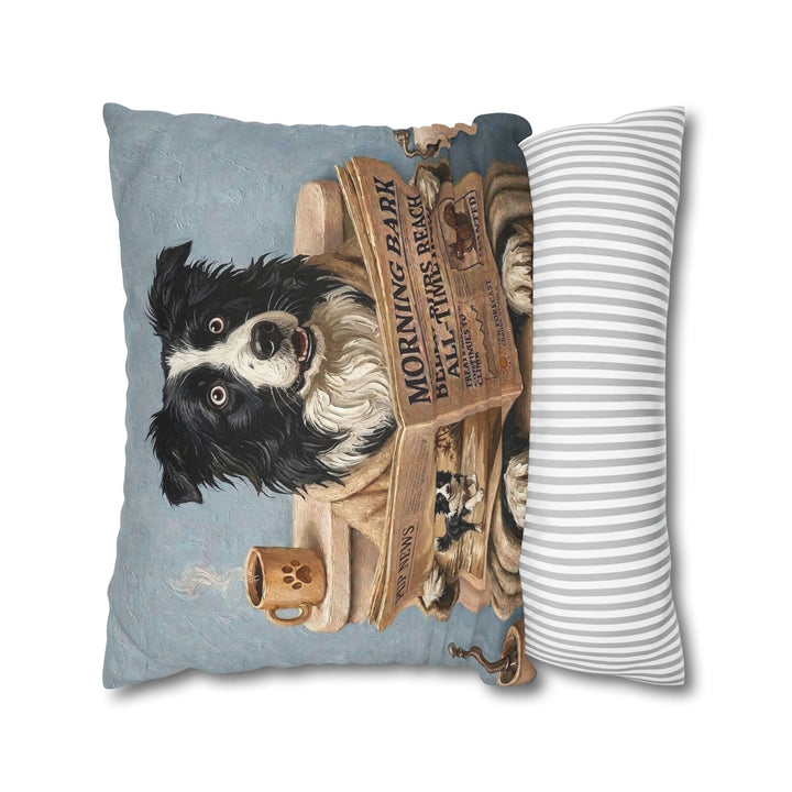 "Morning Business" - Border Collie Throw Pillow - Dog Lover Home Decor