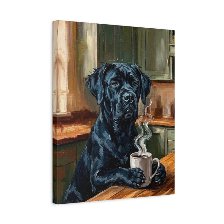 "Before Coffee" - Cane Corso Vertical Canvas - Dog Lover Wall Art