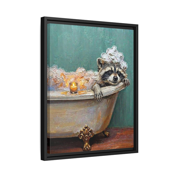"Bubble Time" - Raccoon Vertical Framed Canvas - Spirit Animal Wall Art