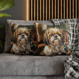 "Before Coffee" - Shih Tzu Pillow Cover - Dog Lover Wall Art Home Decor