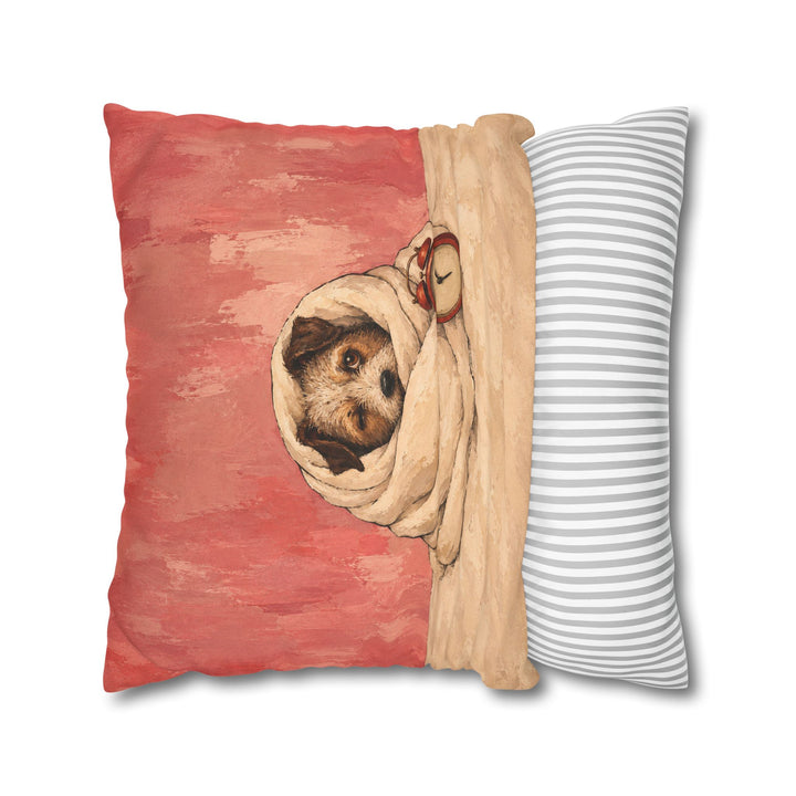 Five More Minutes – Above Bed Art with a Duvet Cocoon and One Open Eye – Pillow / Cover