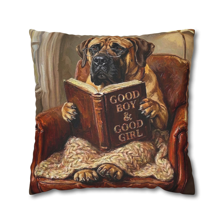 "Evening Read" - Mastiff Throw Pillow - Dog Lover Home Decor