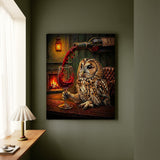 "Wine & Spirit" - Owl Vertical Canvas - Spirit Animal Wall Art