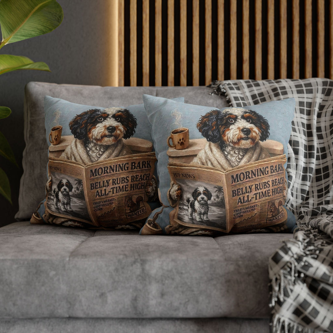"Morning Business" - Bichon Frise Pillow Cover - Dog Lover Home Decor