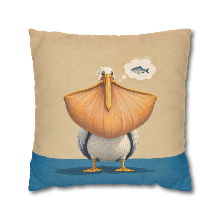 The One That Got Away – Fishing Wall Art with a Pelican Stretching the Truth – Pillow / Cover