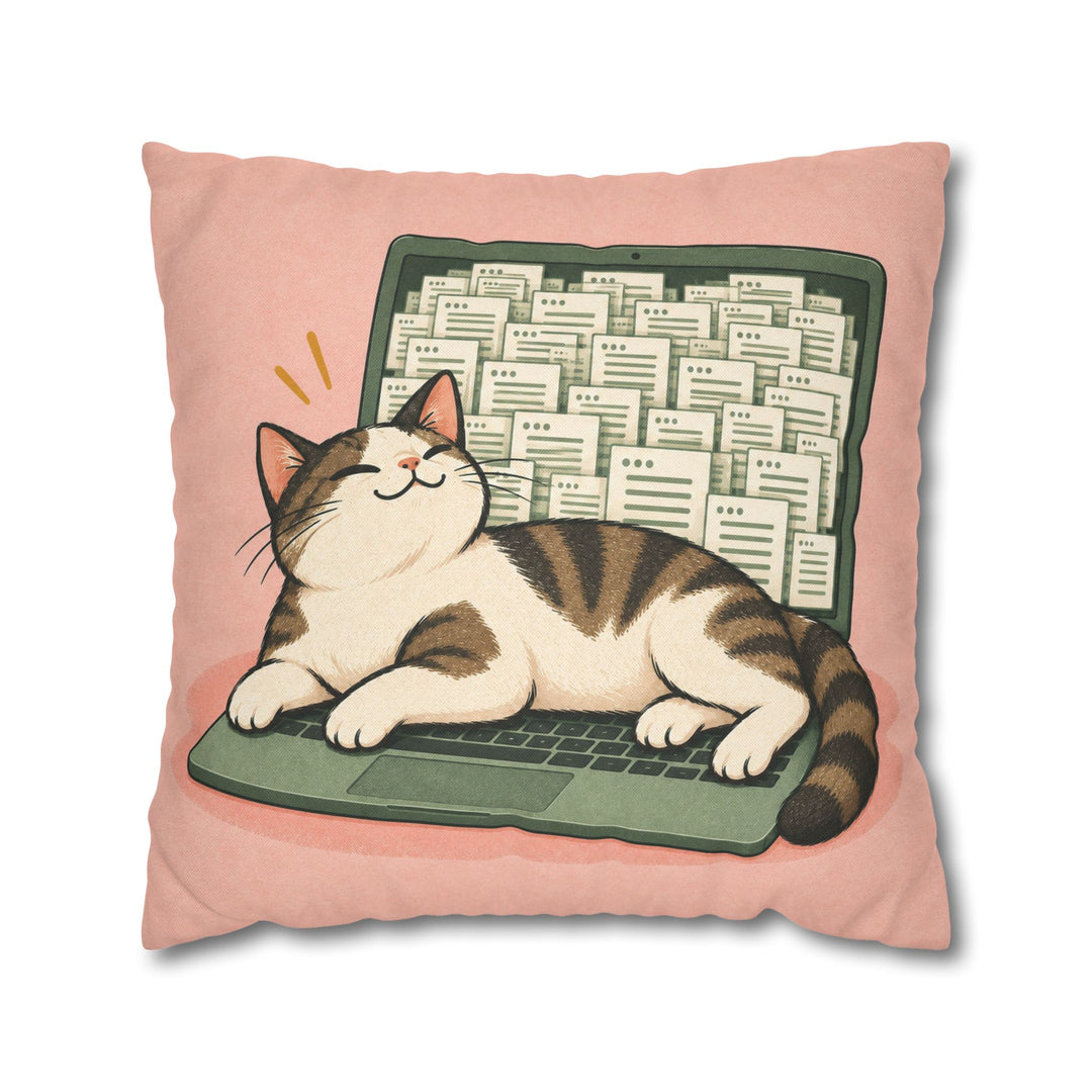 Keyboard Supervisor – Funny Cat Art with a Laptop Takeover at Work – Pillow / Cover
