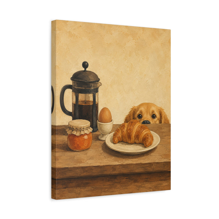 The Breakfast Auditor – Kitchen Wall Art with a French Press and Jam Jar – Canvas / Framed Canvas