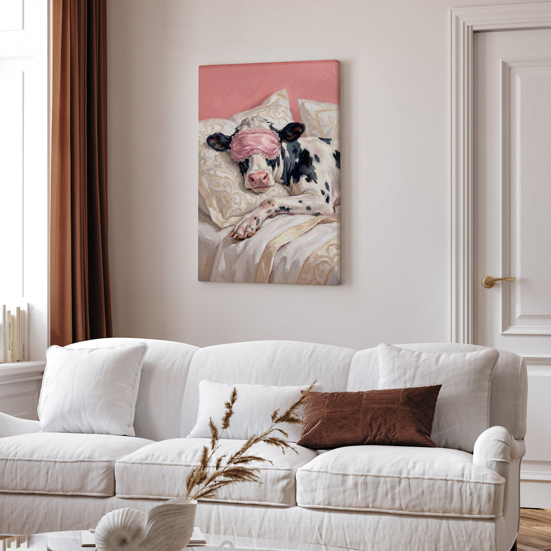 "Beauty Sleep" - Cow Vertical Canvas - Spirit Animal Wall Art