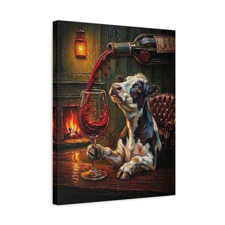 "Wine & Spirit" - Cow Vertical Canvas - Spirit Animal Wall Art